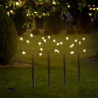 Gravidus LED Gartenleuchte 4er Set LED Sternleuchtstäbe mit 6 LED-Lichtern Weihnachtsdekoration