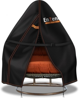 Enzeno Outdoor Pod Doppel-Eierstuhlbezug wasserdicht 2-Sitzer Schwarz 200x230