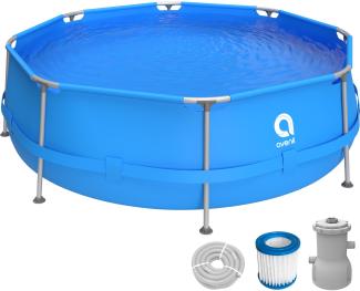 Avenli Frame Pool Set 300 x 76 cm, Aufstellpool rund, mit Pumpe, blau