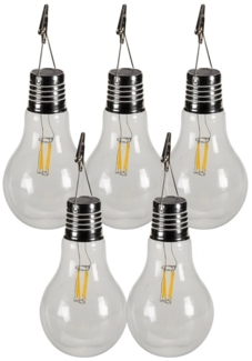 Dehner LED Solarleuchte Dehner Solar-Glühbirne 5er Set, 10x17 cm, Glas, transparent, Keine Angabe, Wetterfest, bis 6 Std. Leuchtdauer