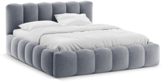 Micadoni Stauraumbett mit Kopfteil Lupine Samt Paris Grau 200x200