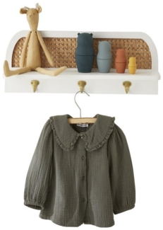 vertbaudet Wandgarderobe Wandgarderobe mit Rattan POESIE, Kinderzimmer