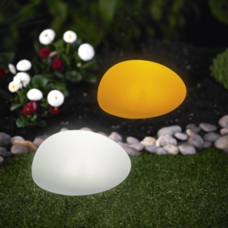 MeLiTec 2er Set Solar Gartenleuchte LK15 Stein ⌀ 24 cm RGB