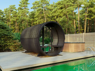 Fjordholz Fass-Sauna Modell Black Series 280 Natur