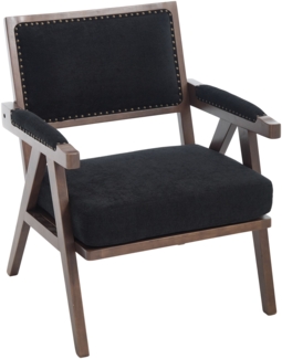 LVHOM Loungesessel mit Armlehne, Polstersessel aus Linen, Massivholzgestell, für Wohnzimmer, Büro, Schlafzimmer, Schwarz