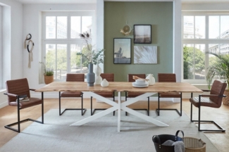 SAM® Baumkantentisch Memphistos, Akazienholz, Baumkante, Metallgestell Spider-Form, bis 3 Meter