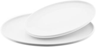 Almina 2er Servierteller-Set Ovalförmig in Weiß aus Porzellan