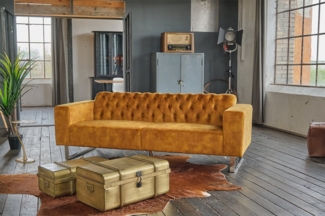 KAWOLA 3-Sitzer NILO, Sofa Couch Velvet Vintage verschiedene Farben 220x77 cm