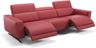 Sofanella 3-Sitzer ALESSO Ledercouch XXL Sofa in Rot S: 225 Breite x 108 Tiefe