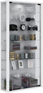 Vitrinenschrank Glas Wandschrank Vitrine LED Sammlervitrine Hängeschrank weiß