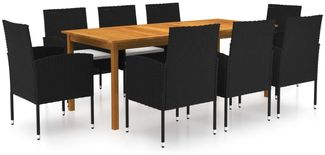 vidaXL 9-tlg. Garten-Essgruppe Schwarz 3067929