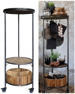 Regal auf Räder 3 Fächer 3 Kisten Metall Schwarz H 160cm Chic Antique 40042824