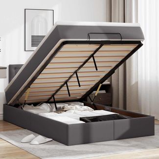 vidaXL Ottoman-Bett mit Matratze Grau 120x190 cm Kunstleder 3311296