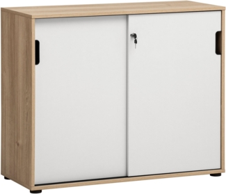 Schildmeyer Aktenschrank Emmik 702043, weißeiche Dekor/mattweiß, 100 x 41 x 83,6 cm