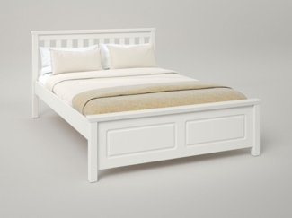 OTTO home Bett Fredegard, skandinavischer Stil, vielseitig kombinierbar, 2 Breiten (180er oder 140er Breite), teilmassiv, Sprossen am Kopfteil, mit Lattenrost, Kassettenoptik