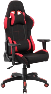 Dmora Stuhl mit Rädern Mindy, Gaming-Sessel für Erwachsene, Schreibtischstuhl, 57x72h124/134 cm, Schwarz und Rot