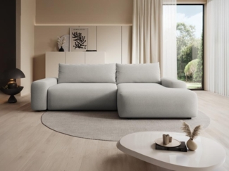 Vente-unique - Ecksofa mit Schlaffunktion - Ecke rechts - Strukturstoff - Hellgrau - DAVISO