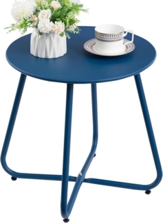 LuxusKollektion Gartentisch Beistelltisch Outdoor Gartentisch Wetterfest Rund Metall, Navy Blau