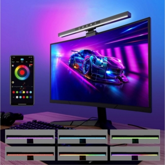 Jibenhome LED Lichtleiste RGB Schreibtischlampe Dimmbar Computer Mehrfarbig Light Bar Monitor, Touch-Steuerung,Funktioniert mit Alexa/Google Home