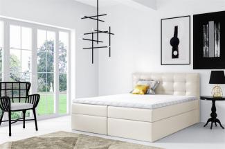 Boxspringbett OVIEDO 180x200 cm Kunstleder Creme