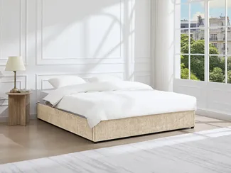 Vente-unique - FIRMEO Lattenrost und Bettrahmen Stoff Beige - B 188 cm x H 30 cm x L 211 cm