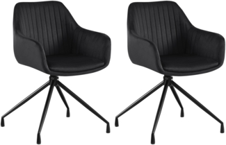 CLP 2er Set Esszimmerstuhl Welby I Drehbarer Sessel bis 150 kg belastbar,,schwarz