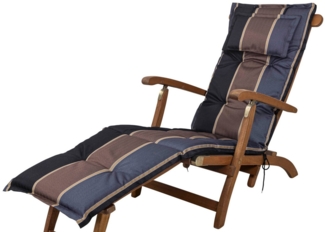 Sun Garden Polsterauflage Deckchair Naxos 20536-800 schwarz-grau-braun 192 x 49 x 6 cm Sun Garden, (1 St), Halteband verstellbar mit Bindebändern Halteband verstellbar
