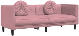 vidaXL Sofa mit Kissen 3-Sitzer Rosa Samt 372645