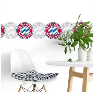 FC Bayern München Wandtattoo Fußball Wandtattoo FC Bayern München Logo Bordüre Klebefolie, Kinderzimmer Wandbild selbstklebend