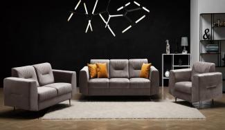 Beautysofa Polstergarnitur VENEZIA Die Lieferung beinhaltet Beiträge zur Wohnung, (Sessel + 2-Sitzer Sofa + 3-Sitzer Sofa im modernes Design), mit Metallbeine, Couchgarnituren aus Velours