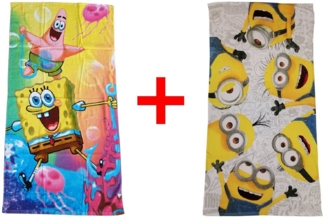 Jerry Fabrics Handtücher SpongeBob Schwammkopf Minions Handtuch 70x140 cm 2er-Set, Frottee (1-St)