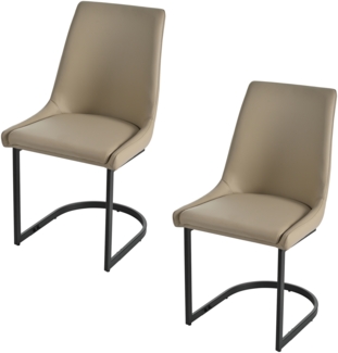 Merax Freischwinger (Set, 2 St), 2er Set Polsterstühle Esszimmerstühle Schwingstühle, Kunstleder, Khaki