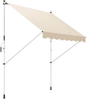 MC Star Gelenkarmmarkise 300 x 150cm Höhenverstellbar Klemmmarkise Faltarm Sonnenschutz (mit Handkurbel Alu Beige für Balkon)