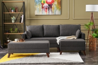 Eckschlafsofa, 'Bella', 85 x 81 x 205, Anthrazit