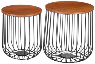 CARO-Möbel Couchtisch ERRANO, Couchtisch 2er Set Beistelltisch Wohnzimmer Sofa Metallkorb mit Staura