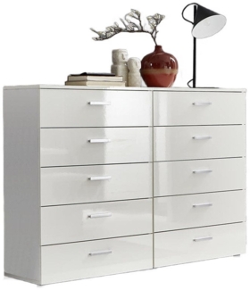 BMG Möbel Schubkastenkommode Marbella Kommoden-Set 5 (Sideboard Schubkastenkommode, Fronten in weiß Hochglanz), Made in Germany