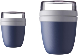 Mepal | Ellipse Duo Pack | praktischer Müslibecher & Joghurtbecher | geeignet für Tiefkühler, Mikrowelle & Spülmaschine | 300 & 500 ml | Nordic Denim