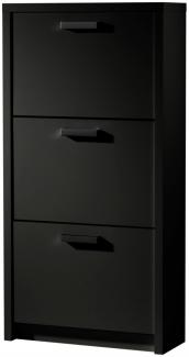 Schuhkipper Schuhschrank Garderobe Doppelwalze ca. 64 x 125 x 24 cm Schwarz