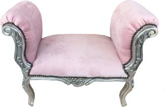 Casa Padrino Barock Schemel Hocker Hell Rosa / Silber - Sitzbank - Limited Edition