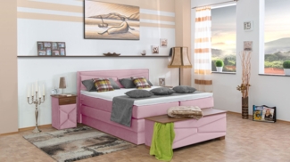 Meisterbetten Boxspringbett Dion 160x200 in VS-Rose, Matratzenbezug Nano, Ergoflex-Topper