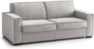 Dmora 2-Sitzer festes Sofa Aglientu, Wohnzimmersofa aus Stoff, mit schmalen Armlehnen, 100 % Made in Italy, 160 x 95 x 90 cm, Grau
