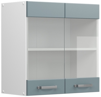 Küchenglasschrank R-Line Blau-Grau 60 cm Vicco