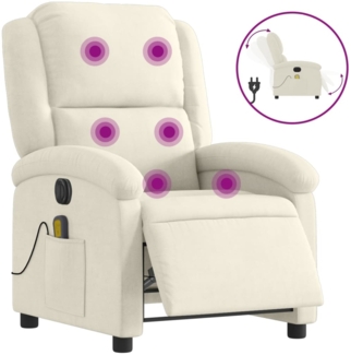 vidaXL Massagesessel Elektrisch Creme Samt 3204298
