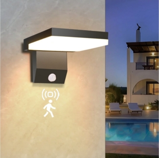 POPOLIC LED Außen-Wandleuchte 24 W LED-Wandleuchten für den Außenbereich mit Bewegungsmelder,2250lm, 3000 K, Außenwandlampe, IP66, moderne Außenwandbeleuchtung