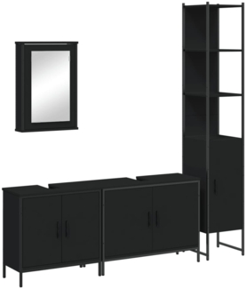 vidaXL 4-tlg. Badmöbel-Set Schwarz Holzwerkstoff 3214810