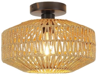 TWSOUL Deckenleuchte Vintage Rattan Lampe Boho Lampenschirm Hängelampe Rustikal, E27 Korb Lampe Schlafzimmer Küche ohne Leuchtmittel