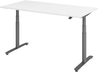 bümö elektrisch höhenverstellbarer Schreibtisch 160x80 cm mit Memory, Bluetooth & App-Steuerung - Schreibtisch höhenverstellbar elektrisch , elektrischer Schreibtisch weiß, Gestell graphit, XDLR-16-W-G