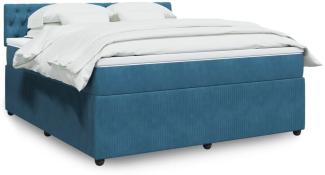 vidaXL Boxspringbett mit Matratze Blau 180x200 cm Samt 3287816