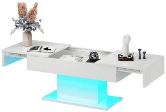 radelldar Couchtisch Couchtisch Hochglanz ausziehbar, Wohnzimmertisch mit Stauraum für Sofa