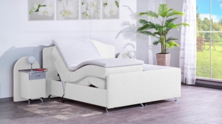Meisterbetten Boxspringbett Epos 160x200 in W-White, Matratzenbezug Nano, Ergoflex-Topper